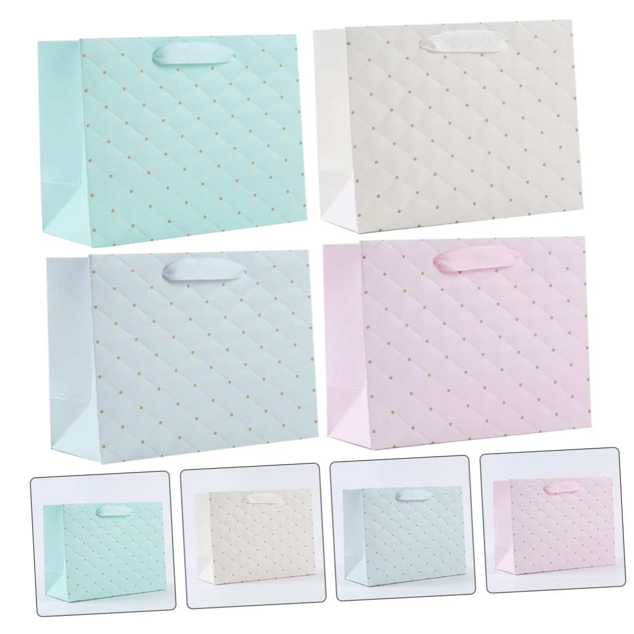 COLLBATH Sacchetti Regalo Compleanno 4 Pezzi Leggeri e Portatili in Cartone Bianco con Manici per Confezionare Doni e Bomboniere