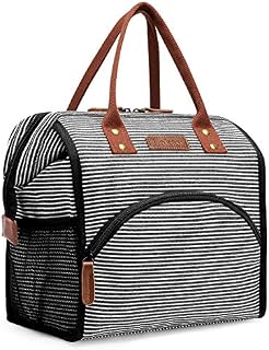 LOKASS Lunch Bag Insulated Lunch Box Wide-Open Lunch Tote Bag Large Drinks Holder