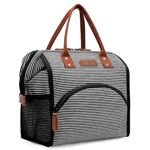 LOKASS Lunch Bag Insulated Lunch Box Wide-Open Lunch Tote Bag Large Drinks Holder