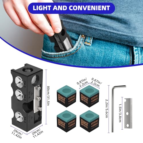 Desoto 11-in-1 Billiards Pool Cue Tip Shaper and Repair Tool Kit, Cue Tips Replacement Kit for Pool Table Accessories - image 4