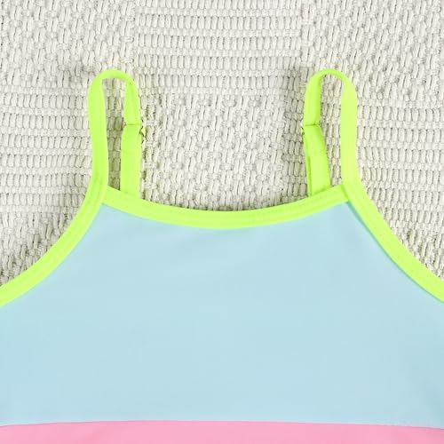 Image of Little Girl Swimsuit Casual Swimwear Kids Two Piece Color Block Bathing Suits Beach Bikini Set 3-12Years