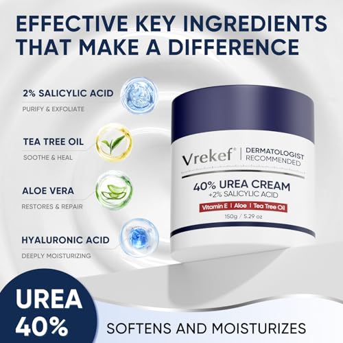 Urea Cream 40 Percent for Feet Maximum Strength, Urea Cream 40% Plus Salicylic Acid 2%, Foot & Hand Cream for Dry Cracked - Image 3