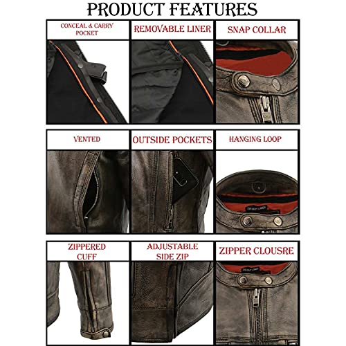 Image of Milwaukee Leather Men's Black Cowhide Quilted Pattern Scooter Style Racing Jacket MLM1545