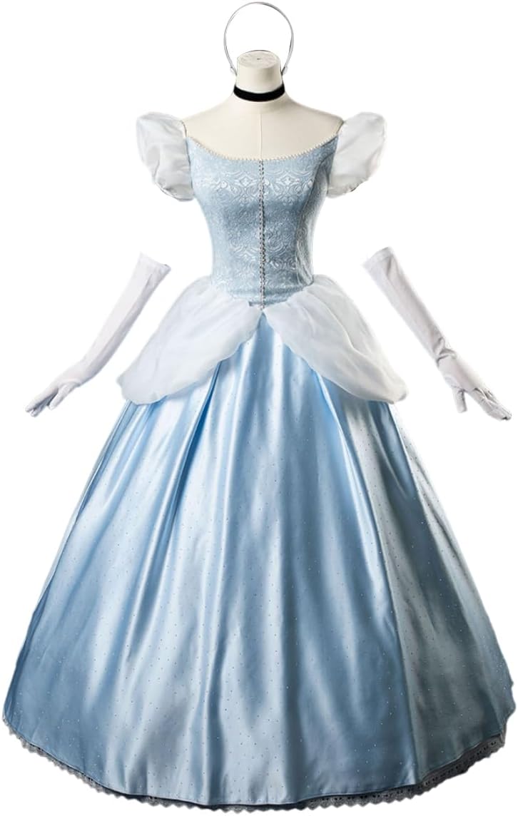 CosFantasy Deluxe Princess Dress Princess Cosplay Costume Blue Satin Ball Gown Prom Dresses Princess Costume