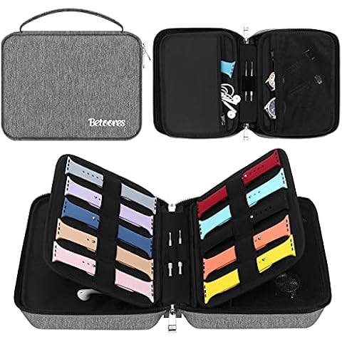 40 Watch Bands Carrying Storage Case, Betoores Watch Band Organizer Watch Strap Travel Case Compatible with Apple Watch, Fitbit Series - Gray Cover