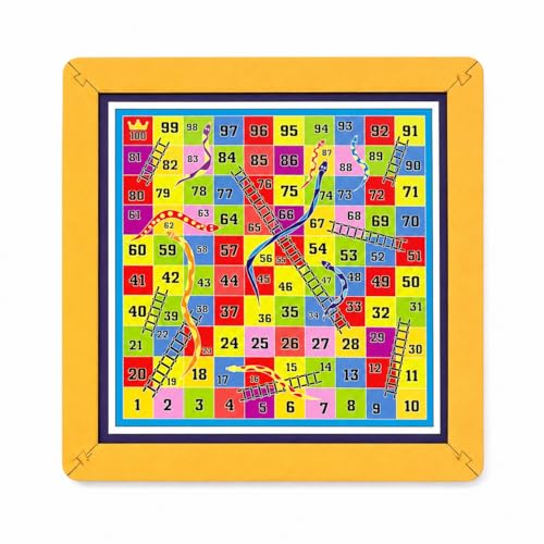 Image of 2 in 1 Wooden Board Game | Ludo & Snakes and Ladders | Reversible Wooden Game Board | 24 x 24 cm | Family & Kids Board Game