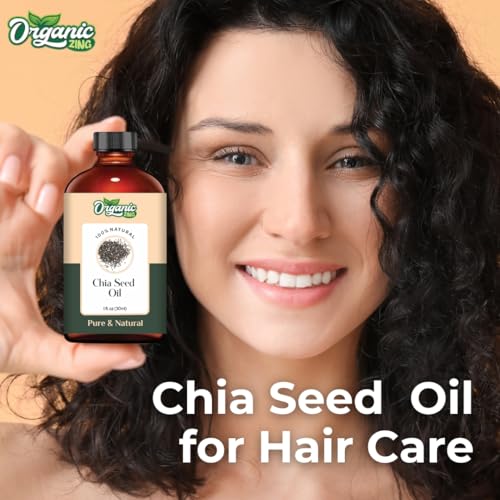 Image of Organic Zing Chia Seed Oil 30 ml - Cosmetic Grade Chia Seed Carrier Oil for Skin & Hair Care | Omega-Rich Lightweight Oil for DIY Beauty Formulations