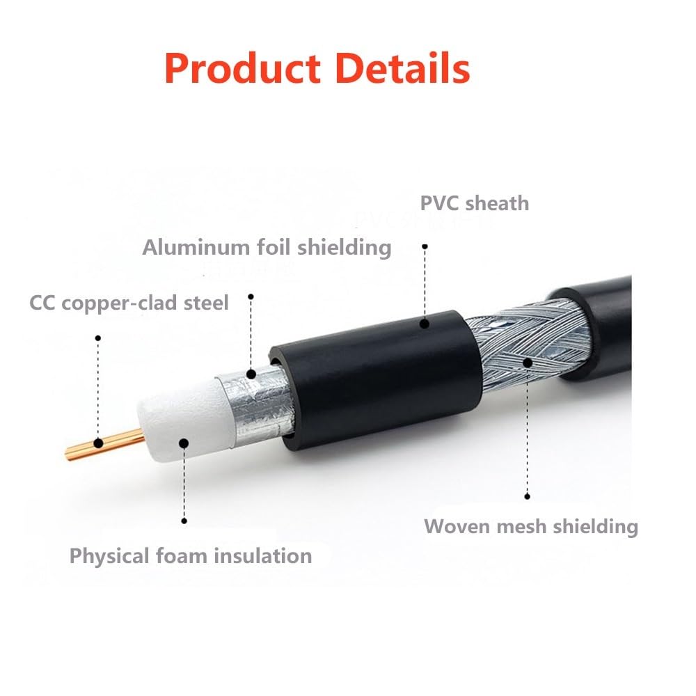 LIHUA HD RG6 - Cable coaxial para televisión por satélite digital para el hogar, doble blindaje (15 m)