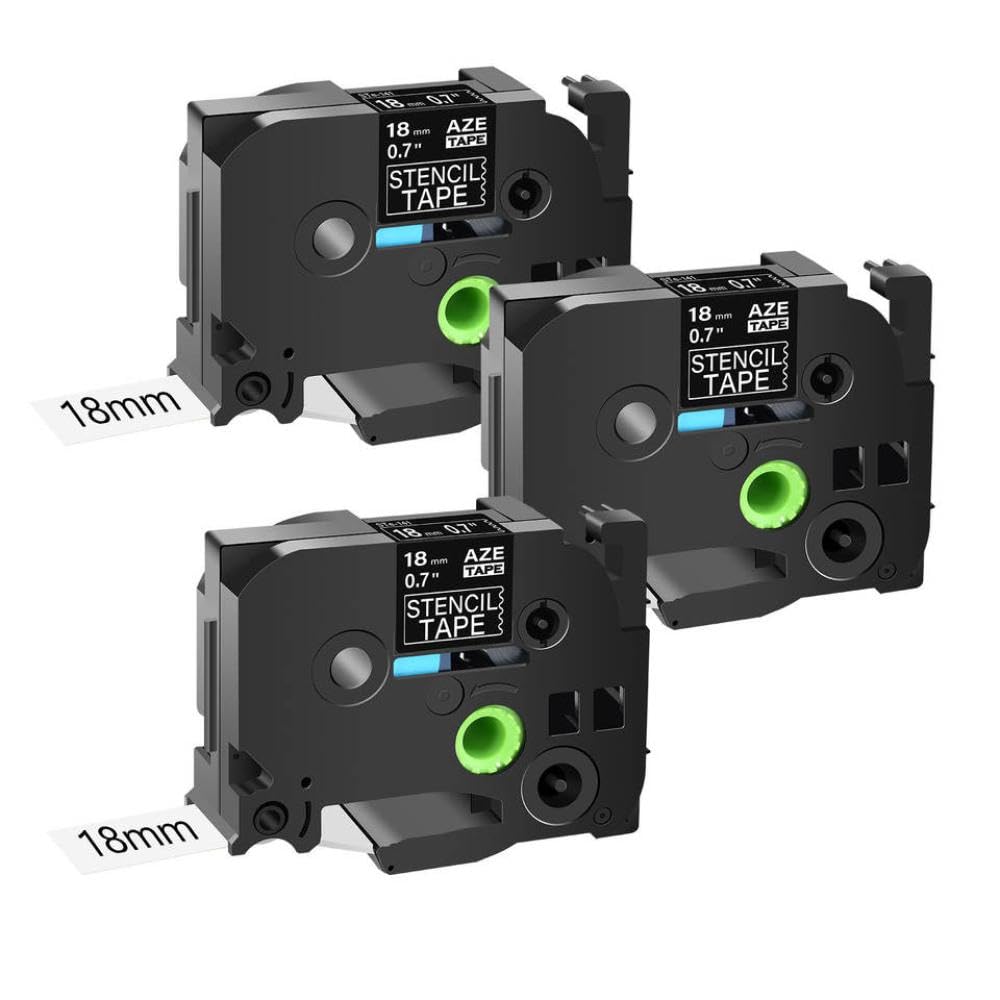 Confezione da 5 Nastri compatibili con Ste 141 Ste 151 Ste 161 Nastro Stencil Non Adesivo Nero 18 mm 24 mm 36 mm per stampanti di Etichette(3PK 18mm Ste-141)