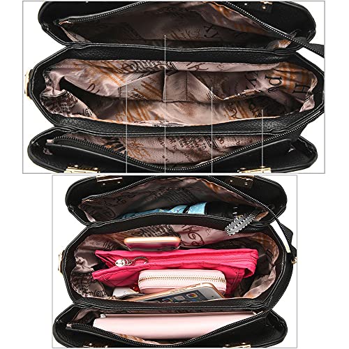 Women Handbag Lychee Pattern Top Handbag Tote Bag Briefcase with Detachable Leather Shoulder Strap3