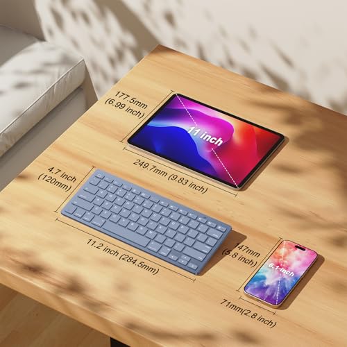 Image of OMOTON Ultra-Slim Bluetooth Keyboard for iPad 11th /10th /9th /8th /7th, iPad Pro /Air /Mini and iPhone Series, Wireless iOS Keyboard with 12 Multimedia Keys for Office, Home, Travel, School, Deep Blue