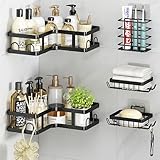 Organizador de Ducha de Esquina 5 Piezas Sin Taladro - Estante de Baño Inoxidable con Adhesivos Ultra Fuertes (40 lbs),...