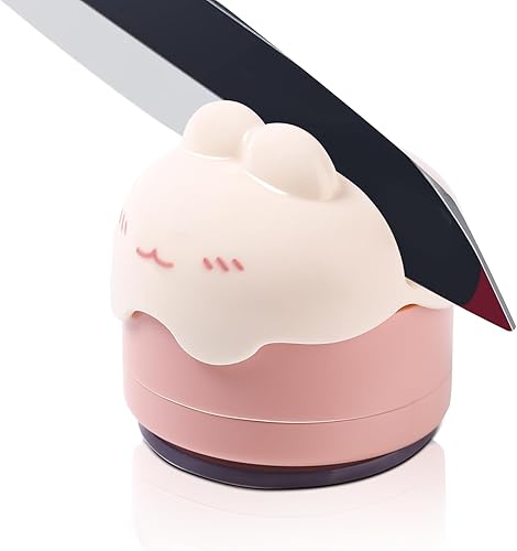 Afilador de cuchillos con base de succión para cuchillos de cocina y cuchillos de bolsillo, herramienta de afilador de cuchillas manos libres para