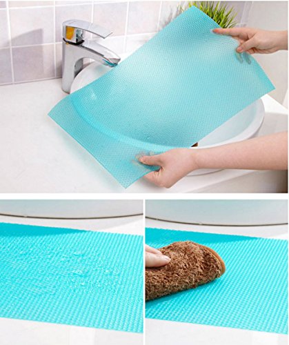 Cafurty 4 Pcs Refrigerator Mats, Fridge Mats Can Be Cut Refrigerator Pads Fridge Pads Vegetable Fruits Fresh Pad Drawer Table Placemats Cabinet Protective Pads Shelves Drawer Mats - Blue #TOP2