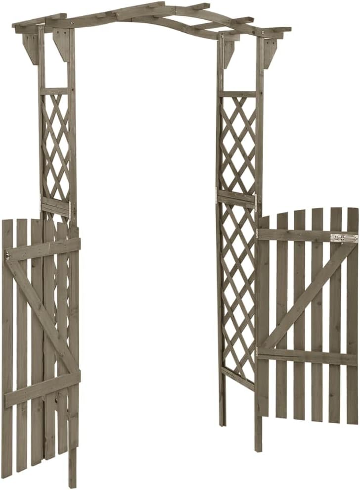 Solid Firwood Garden Pergola with a Gate, Wood Trellis for Plant Climbing, Perfect for Outdoor Use,-333