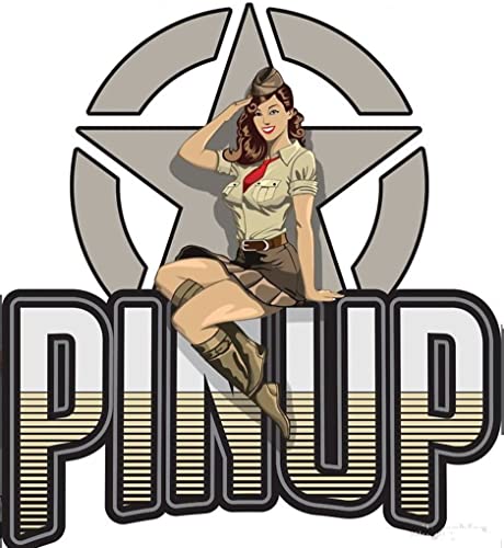 hotrodspirit - Mini Sticker pin up Militaire et Gros Logo pin up 7.5x7 cm Autocollant Look année...