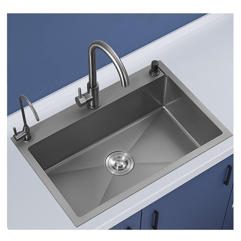 Évier de cuisine inox gris 65 cm idéal pour préparer les repas en famille sans encombre