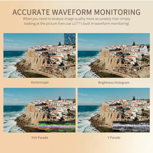 FEELWORLD LUT7 7 Inch Ultra Bright 2200nit Touchscreen Camera DSLR Field Monitor with 3D Lut Waveform Automatic Light Sensor 1920x1200 4K HDMI Input