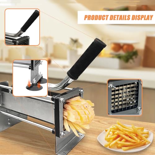 Cuttera francese professionale in acciaio inossidabile, grande confrapatata manuale con base di aspirazione, coperta facile per la cucina domestica, ristoranti, alberghi, include 10mm 12mm 14mm lame,