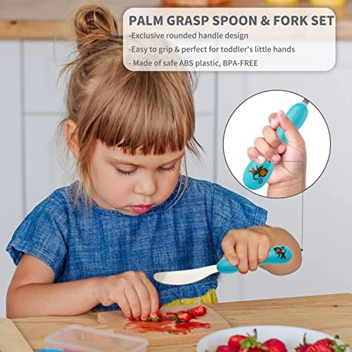 Lehoo Castle Toddler Cutlery, 6 pcs Children's Cutlery Set Stainless Steel, Kids Knife and Fork Sets, Kids Cutlery Set - 2 x Knife/Fork/Spoon with Safe ABS Handle (Animals)