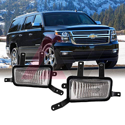 Winjet WJ30-0512-09 2014 2015 2016 Chevy Suburban/Tahoe Clear Fog Light Full Kit OE Factory Fitment Style Replacement with Light Bulbs