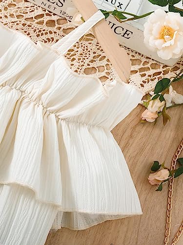 Floerns Girls Cold Shoulder Ruffle Trim Short Sleeve Belted A Line Midi Dress4