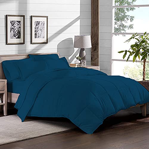 MammaYo Bedding's Dark Teal Soft and Fluffy Luxurious Goose Down Oversized King (98x120) 1-Piece Comforter 400+ oz Fill Power with 600-TC 100% Egyptian-Cotton Hypo-allergenic Quilt Comforter (Dohar)