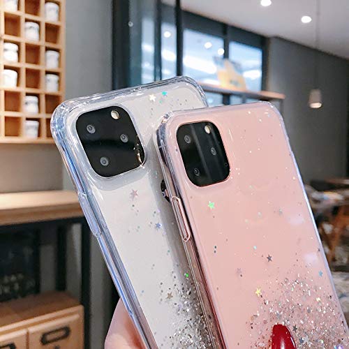 Image of VONZEE Glitter Case Compatible with iPhone 11 (6.1 inch), Non Moving Glitter Stars Cover Soft TPU + Hard PC Bumper Bling Cover for Women Girls Protective Shockproof Phone Case for iPhone 11 (White)