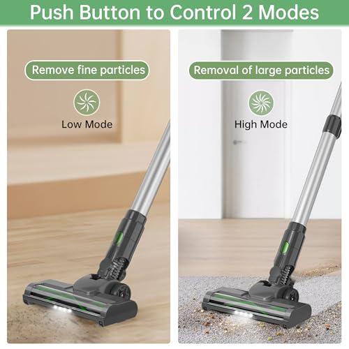 Cordless Vacuum Cleaner, 450W 45KPA 50 Mins Runtime Vacuum Cleaners for Home, Stick Vacuum with Self-Standing, Wall Mount Charging,Anti-tangle,Rechargeable Handheld Vacuum for Pet Hair/Carpet/Floor