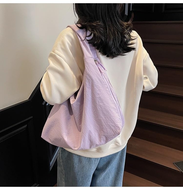 Women's Slouchy Crescent Hobo Bag Small Nylon Draped Tote Shoulder Dumpling Moon Bag Work Travel Handbags2