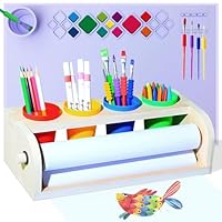 Arfetigo Kids' Tabletop Paper Roll Dispenser, Kids Art Easel, Easel for Kids, Kid's Desktop Painting Set, Table Premium Set (purple)