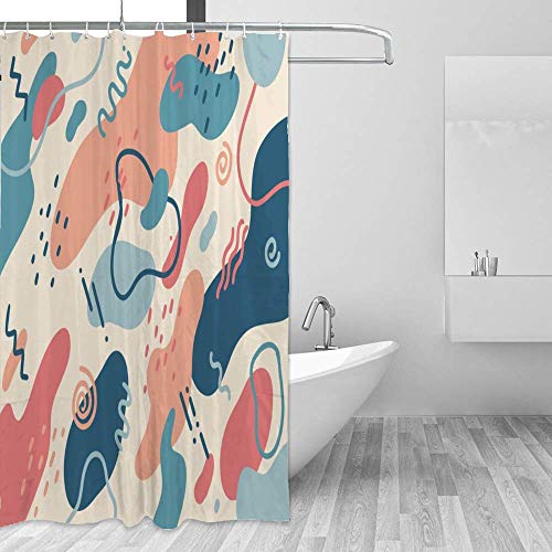 Rideau de douche avec crochets 167x183 cm polyester imperméable multicolore - 5