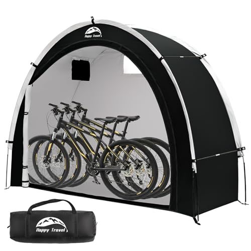 HAPPY TRAVEL Bike Storage Shed Tent,Outdoor Portable Bicycle Storage Sheds with 210D Oxford Fabric PU4000 Waterproof for 2/3/4/6/8 Bikes,Bike Covers Shelter for Motorcycle,Garden Tools,Toys,Lawn Mower