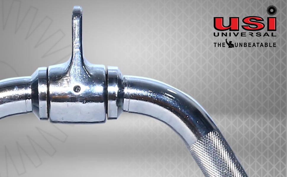 Image of USI Universal Cable Machine Attachment LAT Pulldown Attachments Home Gym Triceps Pull Down Attachment Cable Machine Equipments for Home Gym (Silver- Rowing Handle)