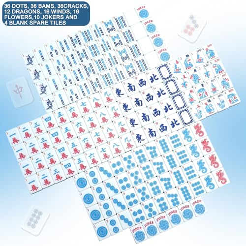 Juego de Mahjong Americano con 166 fichas y 4 rack combinados miniatura 4