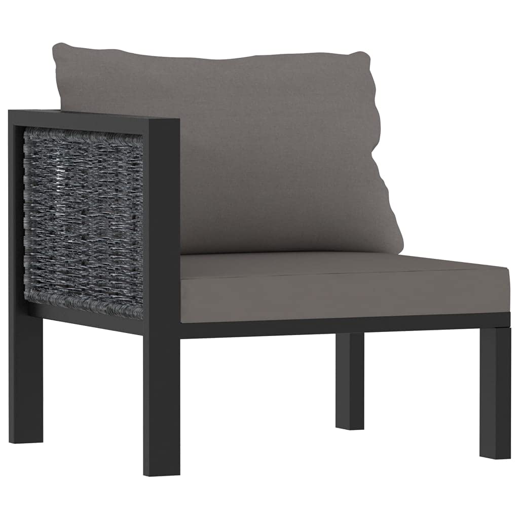 7-TLG. Juego de salón de jardín, polirratán antracita, marco de aluminio, conjunto modular de muebles de exterior para terraza, balcón, jardín, incluye cojines, 264 x 200 x 64 cm