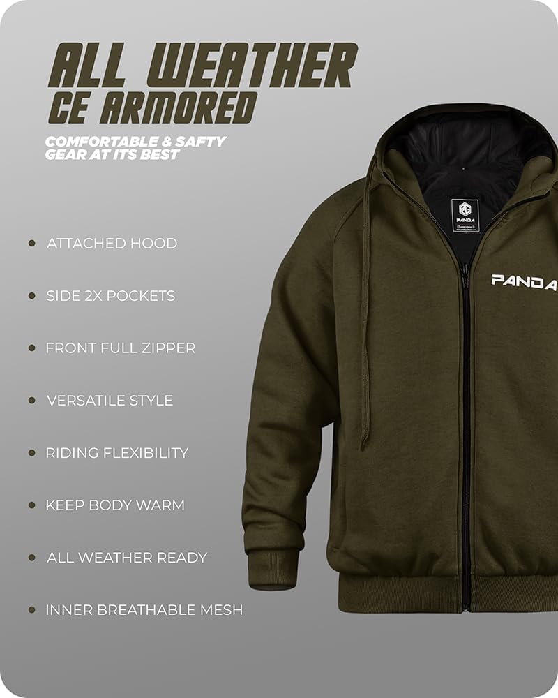 Motorcycle Hoodie for Men & Women All Season Impact Armored Enduro Dual Sport Sweatshirt Biker Riding Jacket