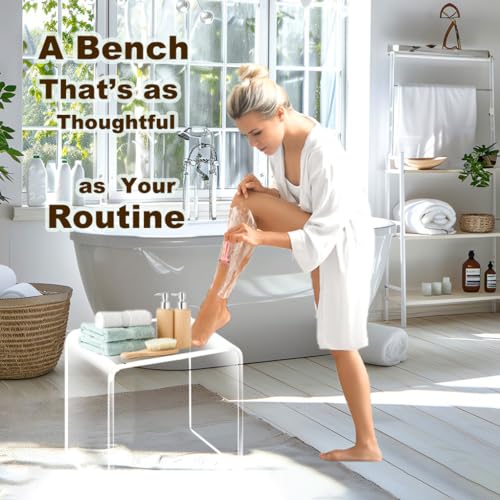 Shower Chair for Inside Shower,700 lbs Heavy Duty Shower Seat for Bathtub,Acrylic Shower Bench for Adults,Waterproof Shower Stool for Shaving Legs,Clear Stool for Bathroom,Bedroom and Living Room by ZVOBUEI - Image 2