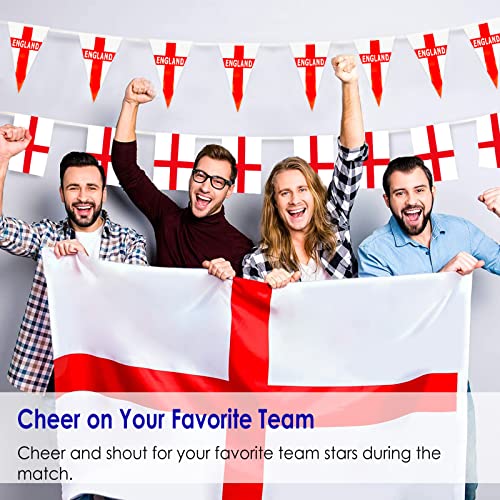 Image of AhfuLife 66 Ft England Pennant String Flags Banner for World Cup Decorations 2026, 60 Pcs Mini Triangular St George String Flags - Double Sided for National Day Football Event Decor (5.5x8.3 Inch)