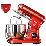 INALSA Professional Stand Mixer-Heavy Duty 1600 Watt Pure Copper Motor| 5.4L SS Bowl & 4.8 L Bowl|Touch Control with Digital Display|Includes Whisking Cone, Mixing Beater & Dough Hook, MixMaster Touch