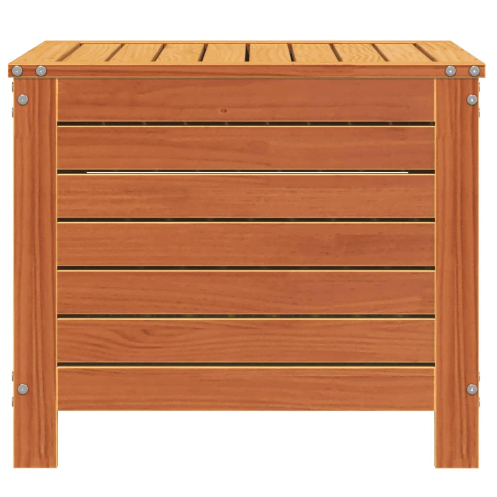 Pouf da Giardino in Pino massello 62x63,5x53,5 cm, Marrone Cera, Seduta da Esterno con Contenitore.