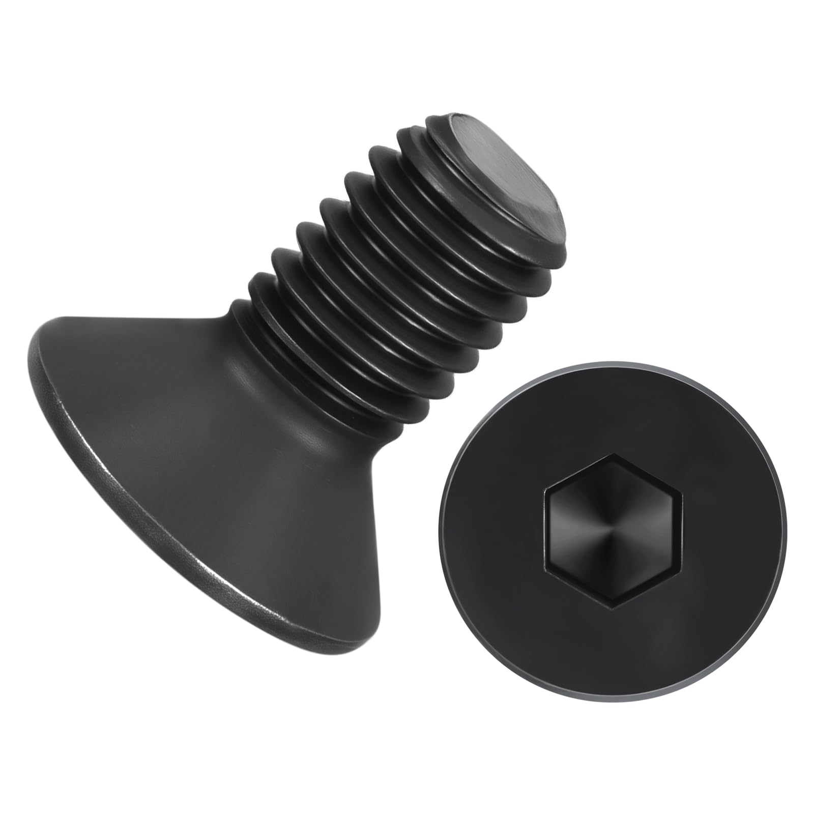 Kozelo 50Pcs Flat Head Socket Cap Screws - [M8-1.25 x 16], Carbon Steel Countersunk Bolts, Black, for Automotive, Furniture Repair, Industrial Equipment & Temporary Fixes