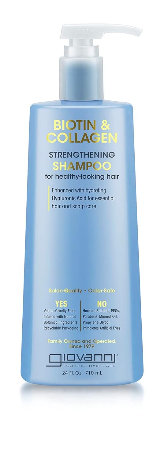 GIOVANNI Biotin & Collagen Shampoo – Strengthening Shampoo, Vegan, Cruelty-Free, Infused with Natural Botanical Ingredients, Salon-Quality, Color-Safe, For Healthy-Looking Hair – 24 Oz