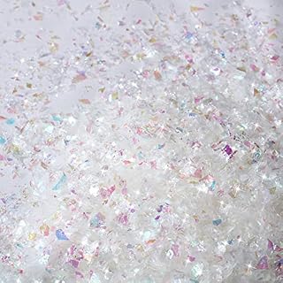 Christmas Twinkles Snow Fake Snow Decoration Craft Snow Artificial Flake Fake Snow Powder Filler for Christmas Party Decoration Supplies, 5.3 Ounce (White, AB Color)