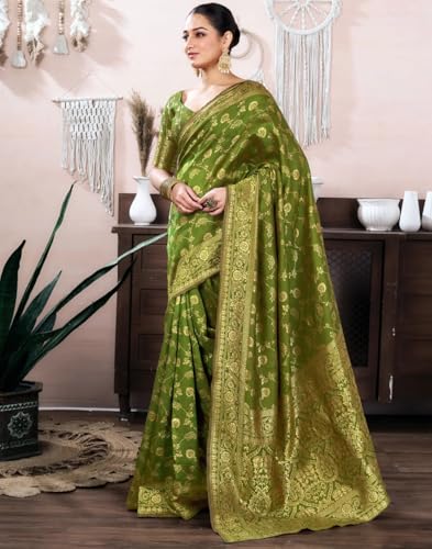Image of Women's Kanjivaram Soft Silk Banarasi Saree With Blouse Piece | Banarasi Sari For Women | Saree with Blosepiece