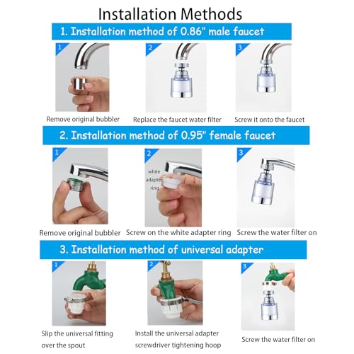 2Pack Universal 360° Rotating Bathroom & Kitchen Sink Water Filter Removes Chlorine, Fluoride, & Heavy Metals