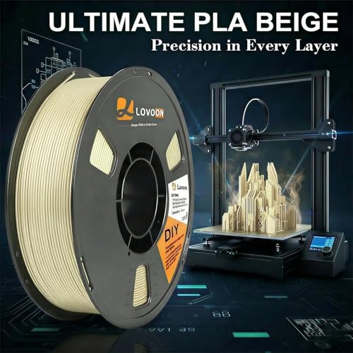 Image of LOVOON PLA Filament 1.75mm, 3D Printer Filament Dimensional Accuracy + /- 0.02mm, Neatly Wound 3D Printing Filament, Fit Most FDM 3D Printers, 1KG Spool(2.2lbs), Beige