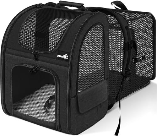 Pecute-Pet-Carrier-Backpack-Large-Cat-Carrier-Backpack-Expandable-Cat-Backpack-with-Breathable-Mesh-for-Medium-Large-Cats-and-Small-Dogs-Dog-Backpack-Carrier-for-Travel-Hiking-Black Pecute Pet Carrier Backpack, Large Cat Carrier Backpack, Expandable Cat Backpack with Breathable Mesh for Medium Large Cats, and Small Dogs, Dog Backpack Carrier for Travel Hiking Black - Image 1