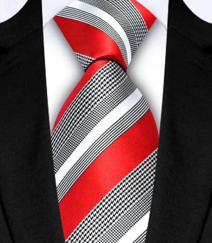 Image of GUSLESON Men's 5-pc Striped Tie Gift Set - Jacquard Necktie, Pocket Square, Cufflinks, Lapel Pin, Tie Clip - Wedding Formal Gifts