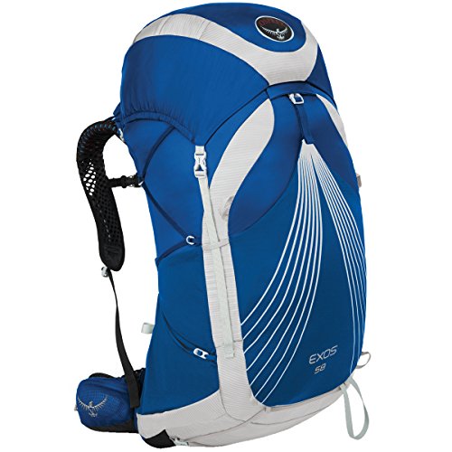 Osprey Packs Exos 58 Backpack (2017 Model), Pacific Blue, Medium Osprey Packs Exos 58 Backpack (2017 Model), Pacific Blue, Medium